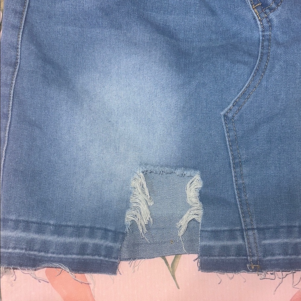 NWT SHEIN ICON Asymmetrical Denim Skirt with Distressed Hem Waist Size 30 - Picture 2 of 7